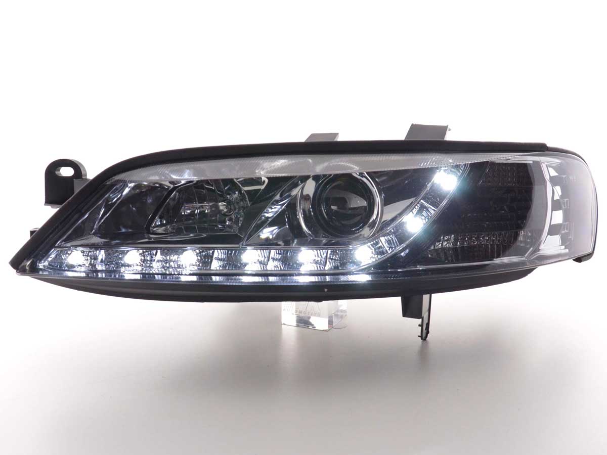 Scheinwerfer Set Daylight LED Tagfahrlicht Opel Vectra B 99-02 chrom Scheinwerfer Set Daylight LED Tagfahrlicht Opel Vectra B 99-02 chrom